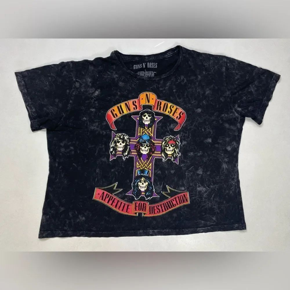 Guns N Roses Appetite For Destruction Crop Graphic T-shirt Women Large Black